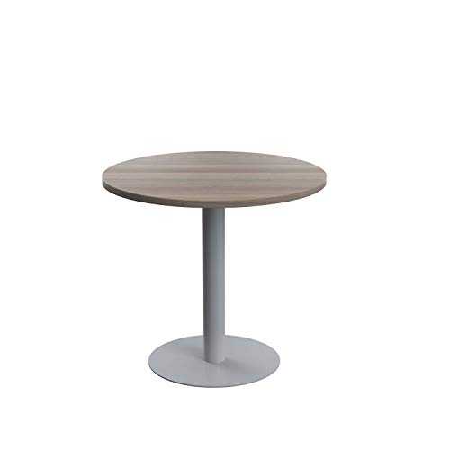 Office Hippo Mid Height Table, Silver Base, Grey Oak Top, 80 x 80 x 72.5 cm