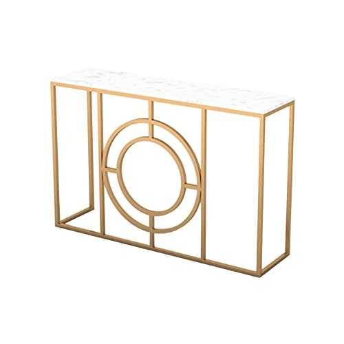 RIEJIN Console table Hall Console Table, Marble Sofa Table, Coffee Table with Metal Frame, for Hallway, Living Room Furniture, 31.4×11.8×31.4 Inches