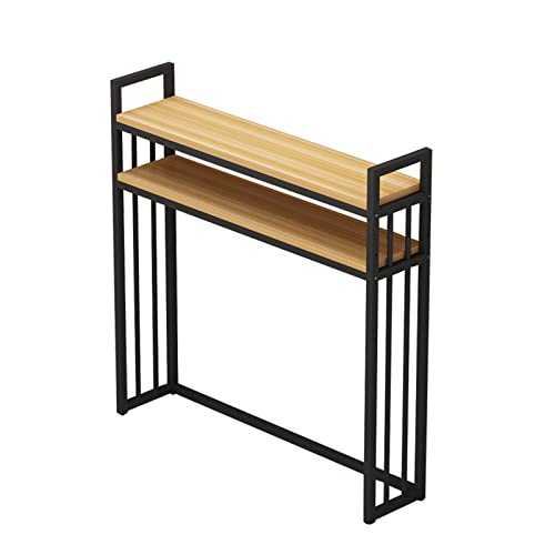 xiuudoe Console Table with 2 Storage Shelves, Industrial Style, Slim Side Table Metal & Wood Long Tables for Living Room, Hallway and Entrance, Space Saving Furniture(Size:80 * 20 * 119CM,Color:A)