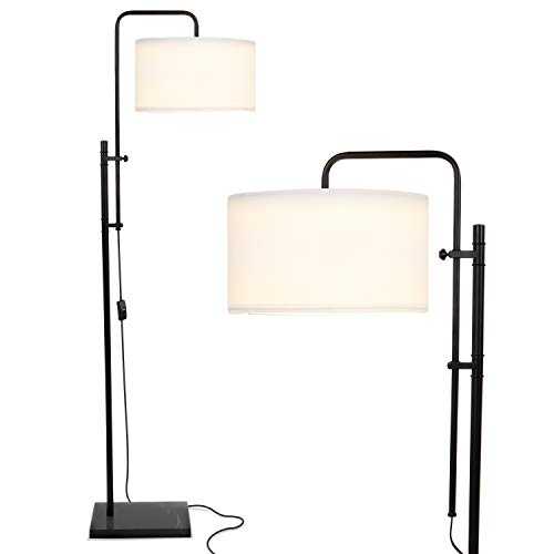 Brightech Leo - Led Floor Lamp for Living Room, Bedroom & Office - Standing Accent Lamp - Modern Tall Pole Light Overhangs for Reading - Black