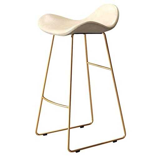 Breakfast/Kitchen Bar Stools, PU Artificial Leather and Metal Legs Bar Chair, Ergonomic Chair, Breakfast Dining Stools for Kitchen Island Counter (Color : Beige+gold legs, Size : 70cm)