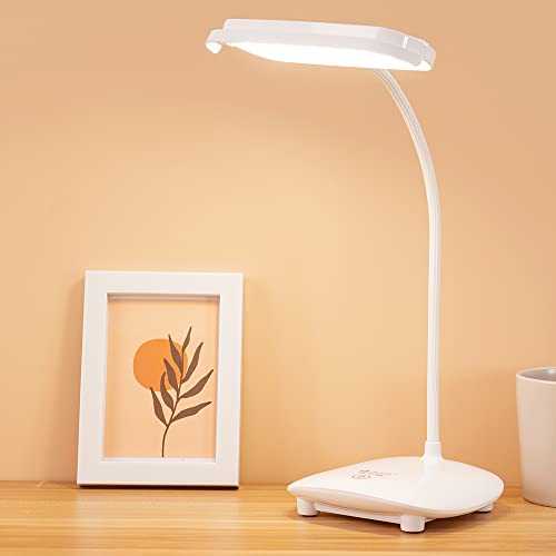 MAYTHANK Cordless Rechargeable LED Desk Reading Lamp Large Capacity ,Flexible Table Lamp , Touch Control Dimmable 3 Colors 6 Brightness , Small Kids Study Light Bedroom Bedside Lamp