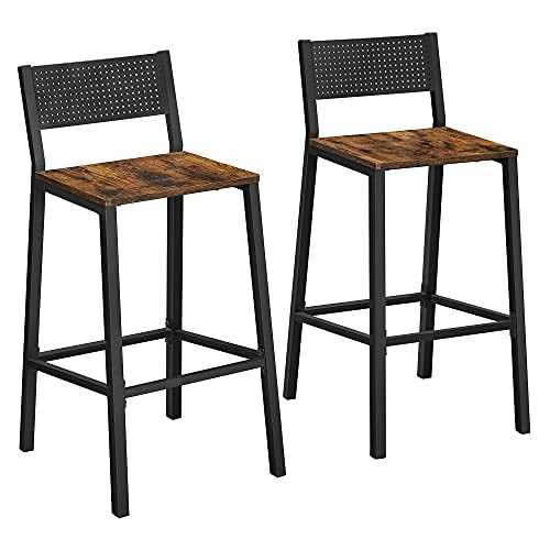VASAGLE ALINRU Bar Stool Chair, for Kitchen, Dining Room, Office, Industrial, Rustic Brown and Black ULBC070B01