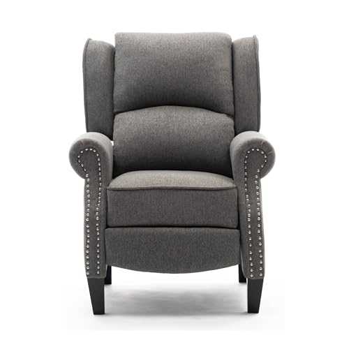 More4Homes CHARLOTTE MODERN FABRIC PUSHBACK RECLINER ARMCHAIR SOFA ACCENT CHAIR RECLINING (Grey)