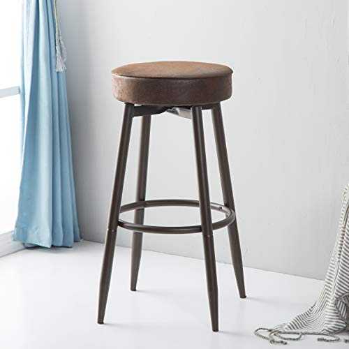 XINZHUO Swivel Bar Stool Counter Height, Round Backless Counter Stool with Footrest, Adjustable Industrial Barstool for Kitchen, 24 or 29 Inch/ 1PC