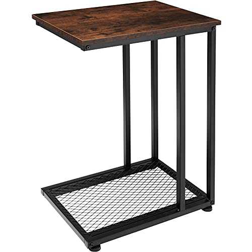 TecTake 800915 Bedside table | Lamp table with storage shelf | Side table for sofa or bed (Industrial dark)