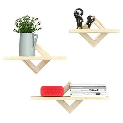 piorlado Floating Shelves for Wall, Wall Shelves Set of 3, Wall Mounted Shelves for Bedroom, Hallway, Office, Living Room， Natural