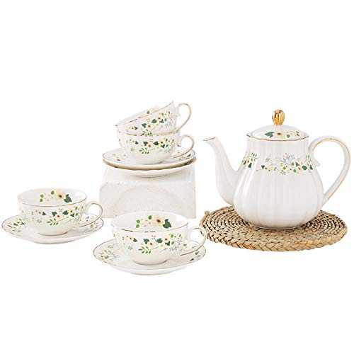 ZQJKL Tea Sets for Adults Afternoon Tea Set Tea Cup and Saucer Gift Set Bone China Coffee Cup Sets Porcelain Tea Set Ceramic Wedding Tea Service,A