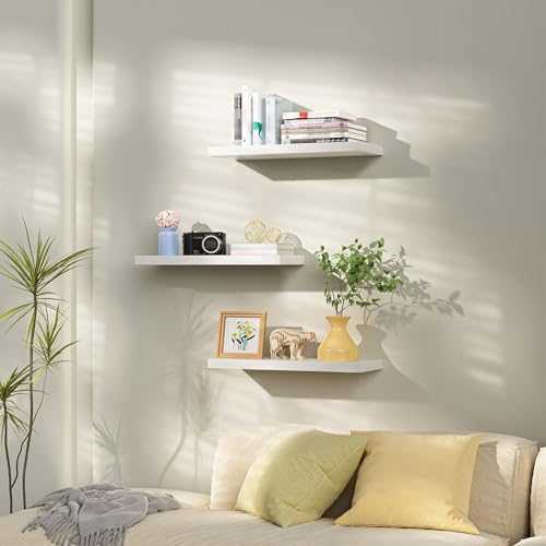 XTL Modern Floating Wall Shelves with Invisible Brackets for Display Book Organizer Decoration White Set of 3
