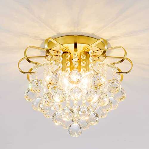 Chandeliers Ceiling Lights,SOZOMO Nordic Elegant Crystal Chandelier with 3 E14 Bulb Sockets,180W Crystal Chandeliers Ceiling Lights for Living Room Bedroom,Gold