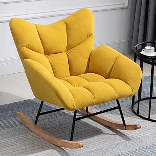 European Lazy Sofa - Rocking Chair - Armchair - Single Recliner - Room Decoration Furniture - Home Living Room Balcony Bedroom Leisure Recliner,Yellow