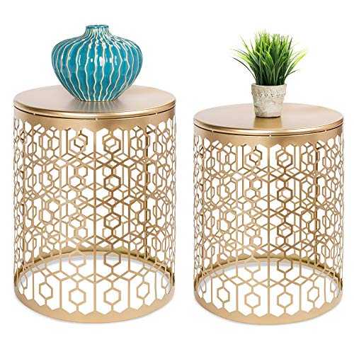 Best Choice Products Indoor Outdoor Decorative Nesting Round Side End Accent Coffee Table Nightstands, Set of 2