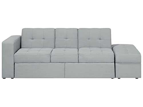 3 Seater Sofa Bed With Storage Sectional Ottoman Fabric Light Grey Falster