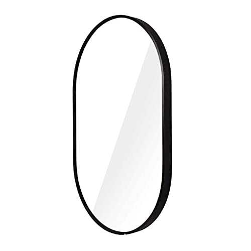 Oval Wall Mounted Mirror Dressing Mirror with Aluminum Alloy Frame Bedroom or Bathroom Mirror Horizontal or Vertical (Color : Gold)