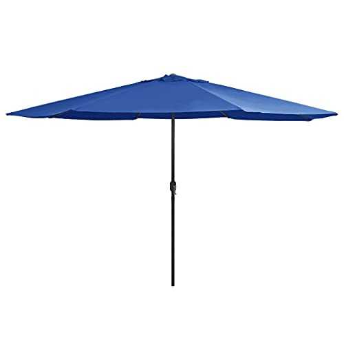 Azure blue Fabric (100% polyester), metal Home Garden Outdoor LivingOutdoor Parasol with Metal Pole 400 cm Azure Blue