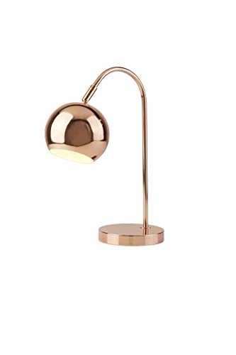 Lighting Collection Modern and Sleek 1 Light Rotary Arch Table Lamp with Adjustable Dome Shaped Shade, 7 W, Copper