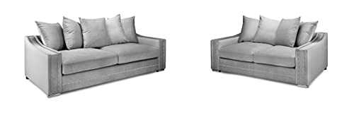Honeypot - Sofa - Denver - Corner Sofa - 3 Seater - 2 Seater - Armchair - Plush Grey - Beige (3+2 Seater, Plush Grey)