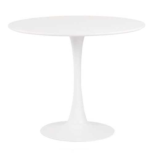 Tulip Table, Designer Table, Metal Base, White Lacquered Top, 100 cm Diameter. Matching Chairs and Armchairs Available Iberahome