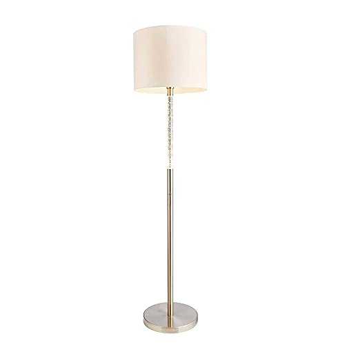 Endon 71620 Andromeda One Light Floor Lamp In Satin Chrome with Bubbles And White Cotton Mix Shade