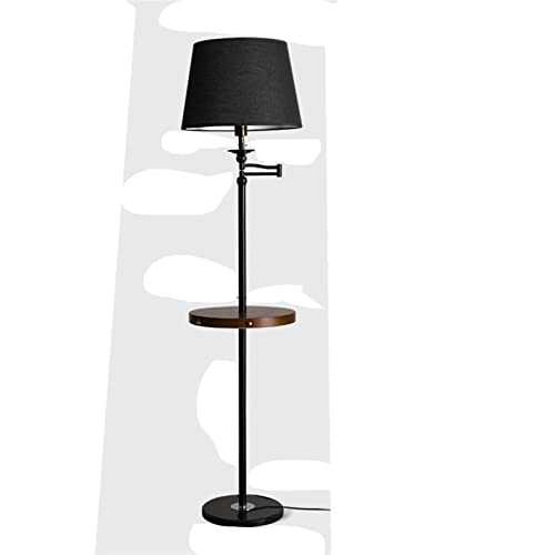 SHUMACHENG2020 Floor Lamp Floor Lamp Living Room Bedroom Bedside Lamp Sofa Remote Control USB Wireless Charging Fabric Vertical Table Lamp Living Room Lamps (Color : Black-black)