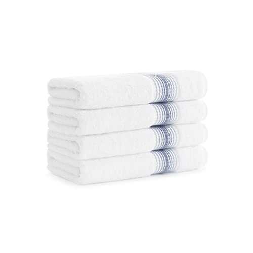 Aston & Arden Turkish Hand Towels - Oversized Ultra Soft Thick & Absorbent 100% Ring Spun Cotton Bathroom Bath Towel, 600 GSM, for Face, Spa, Home, Hotel, 18 x 32 in. (Pack of 4), Crystal Blue