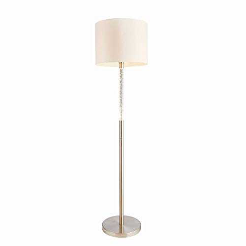 DASHIEL Modern Satin Chrome Effect Standing Touch 3 Stage Dimmer Floor Lamp with LED Bubble Effect Stem and White Shade