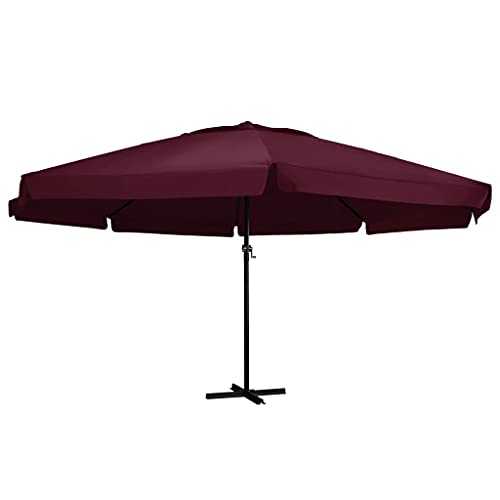 Bordeaux red Fabric (100% polyester) with PA coating, aluminium, steel Home Garden Outdoor Living47374 Outdoor Parasol with Aluminium Pole 600 cm Bordeaux Red