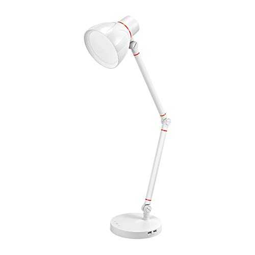 dhcsf Desk Lamp Long Arm Folding Table Lamp Stepless Dimmable Touch Control Desk Lamp LED Reading Lamp with Dual USB Ports and 3 Lighting Modes Eye-caringTable Lamp