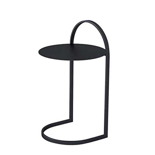 Rocking Chair Metal End Table Small Round Sofa Side Table Snack Coffee Table for Living Room Office Garden No Assembly Required (Color : Black Size : 35x35x61cm(LxWxH))