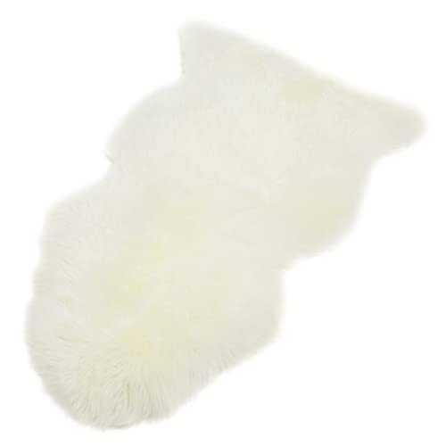 BTFY Cream Sheepskin Rug 100% Natural Single Pelt New Zealand Fur Throw Accent Fleece Carpet Fluffy Chair Cover for Living Room, Bedroom & Home Office