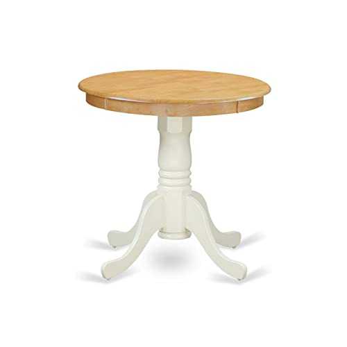 East West Furniture Edan Kitchen Table - Oak Table Top Surface and Linen White Finish legs Solid Wood Frame Dining Table