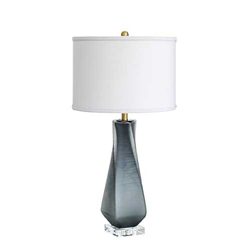VERLEDK Postmodern Grey Desk Lamp, Glass Craft Table Lamp, American Style Living Room Desk Light, Bedroom Bedside Glass Reading Light,for Room Entrance Bedroom Laundry