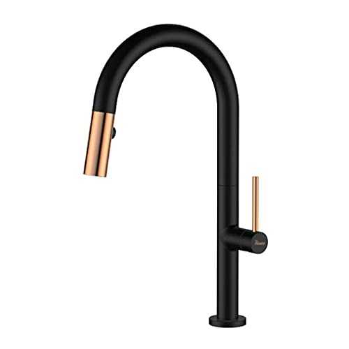 Black Kitchen Sink Tap with Pull Out Spray 360 Degree Rotation Kitchen Spray Tap Single Lever Single Hole Hot and Cold Sink Mixer Faucet PHASAT