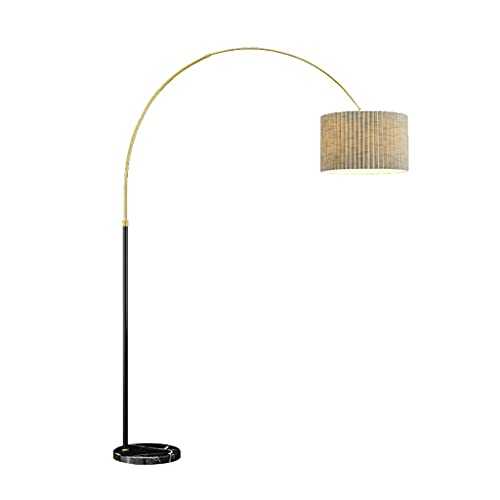 ZSM Floor Lamp Arc Floor Lamp 68.5-77.1in Height Gold Black Floor Lamps With Marble Base & Pleated Fabric Shade Modern Retro Standing Lamps Tall Lamp (Color : Floor lamp 7W)