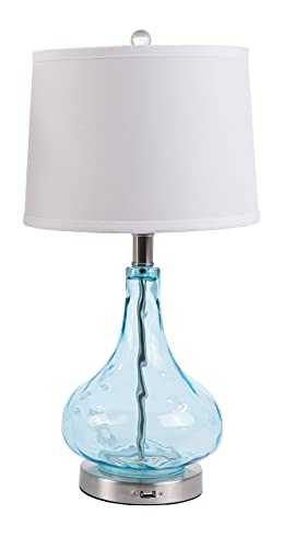 Blue Coral Table Lamp Emergency Battery Back Up Night/Table Light with USB Charging
