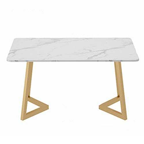 Vobajf Dining Table Nordic Marble Dining Table Modern Minimalist Household Small Apartment Rock Slab Dining Table Rectangular (Color : White, Size : 140x80x75cm)