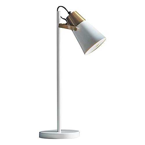 Gerik Table Lamp in Steel, White and Antique Brass Painted