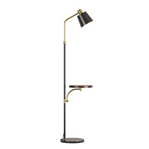 Floor Lamp for Living Room LED Floor Lamp with Wooden Table, Builted-in USB Port Standing Reading Lamp, Eye Care LED Floor Pole Light for Living Rooms Standing Lamp Home Decoration (Color : Black)