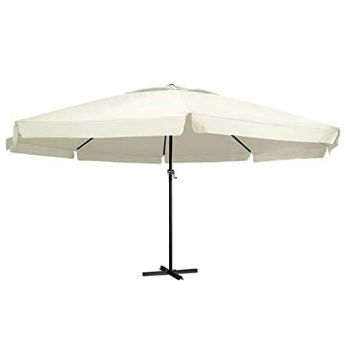 Sand white Fabric (100% polyester) with PA coating, aluminium, steel Home Garden Outdoor Living47370 Outdoor Parasol with Aluminium Pole 600 cm Sand White