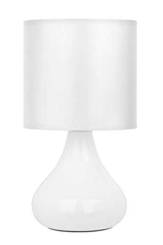 Premier Housewares E14 Small Edison Screw Bulbus Ceramic Table Lamp with Fabric Shade, 40W - White