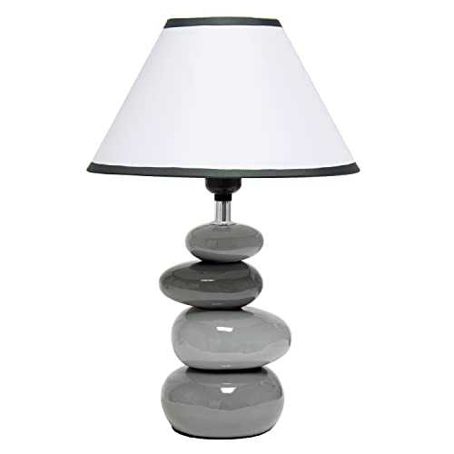 Simple Designs LT3052-GRY Shades of Gray Ceramic Stone Table Lamp