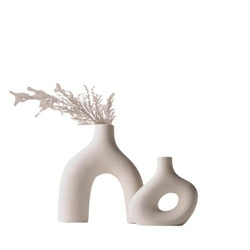 Kimisty Donut Ceramic Vases Set of 2, Abstract Pampas Vases, Irregular Shape Minimal Vase, Boho Nordic Vase, Decor Vase, Vase Modern Art