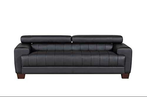 Milan leather sofa collection (BLACK, 3 SEATER)