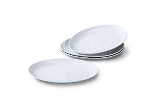 Waterside Fine China Waterside Set of 4 White Porcelain Oval Steak Plates