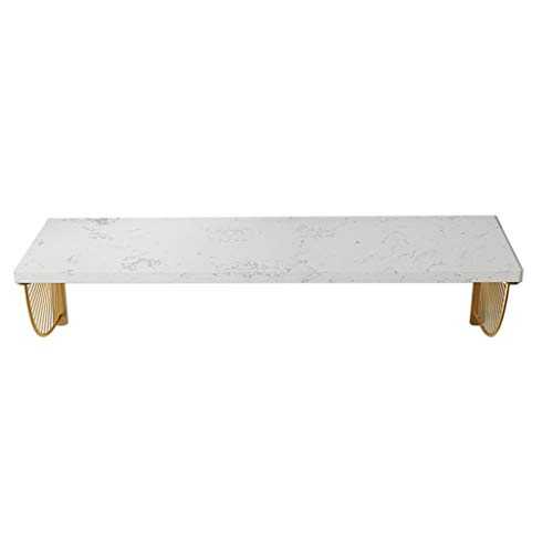 Floating Shelves Marble With golden brackets Marble board Wall decorative frames (Color : White-Black, Size : 40 * 20 * 20cm)