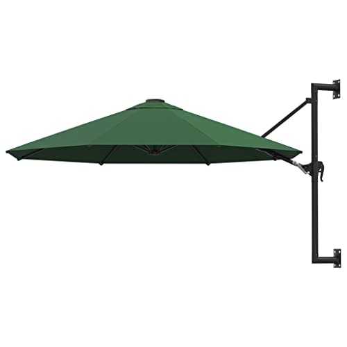 Green Fabric + metal Home Garden Outdoor LivingWall-Mounted Parasol with Metal Pole 300 cm Green
