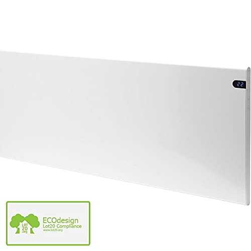 Adax Neo Wall Mounted Electric Panel Heater With Timer, Thermostat. Modern, With Temperature Display. Convector Radiator. LOT 20 / ErP Compliant, Made In Europe, 1200W, White