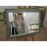 ORNATE SILVER SHABBY CHIC STYLE WALL OVERMANTLE MIRRORS - VARIOUS (Plain Mirror Glass, 55" x 43")