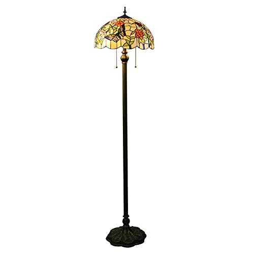 YUTAO Mediterranean Style Floor Lamp 65-inch Stained Glass Lighting Retro Pastoral Butterfly And Dragonfly Floor Lamp, A Great Gift For Family And Friends