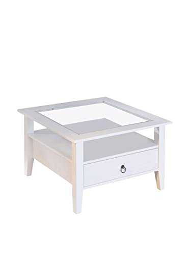 Inter Link Table, pine, White, 75 x 75 x 45 cm